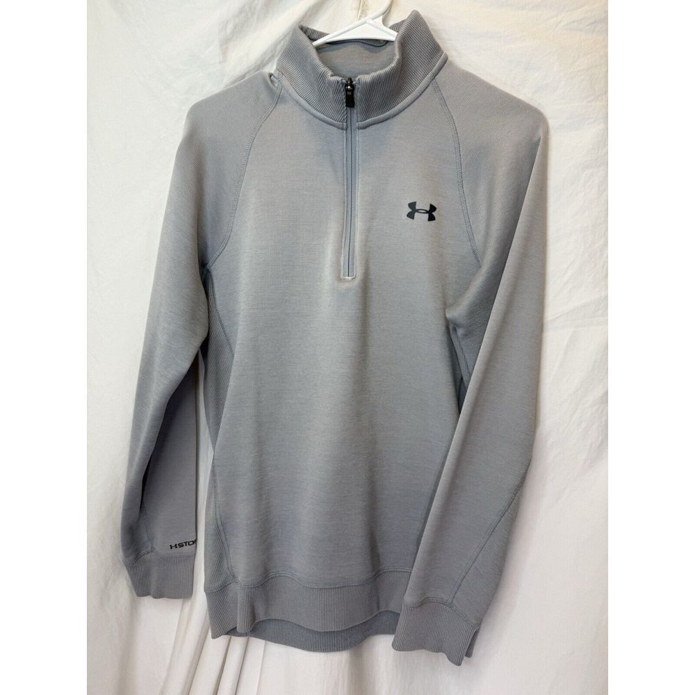 Under Armour 1/4 Zip Light Grey Golf Pullover S Small Loose ColdGear‎ Longsleeve